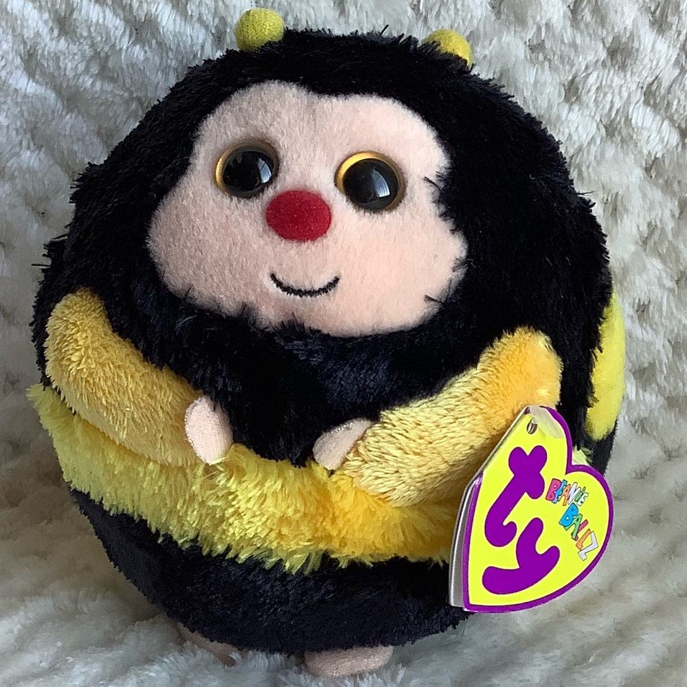TY Beanie Ballz Zips Bumblebee Stuffed Animal Plush Toy With Tags
